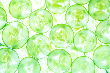 Macro cucumber,Fresh slice cucumber on white background