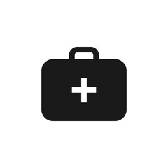 Obraz premium First aid kit icon for healthcare application UI design. Emergency care bag, medical suitcase symbol.