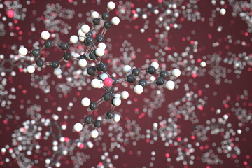 Triphenylmethanol molecule made with balls, conceptual molecular model. Chemical 3d rendering
