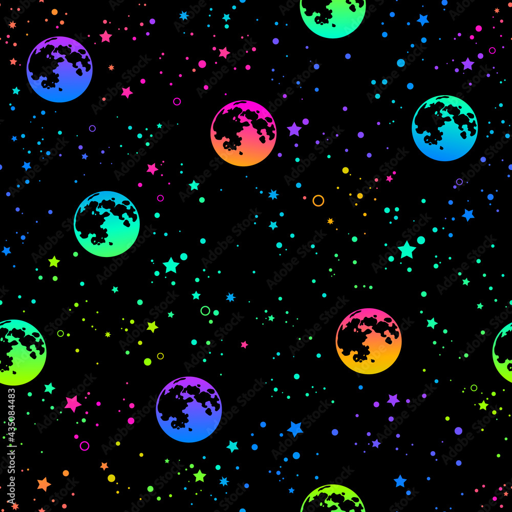 Canvas Prints rainbow esoteric pattern with sun moon and stars