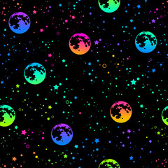 Obraz na płótnie Canvas rainbow esoteric pattern with sun moon and stars