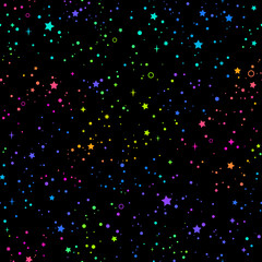 seamless background with bright rainbow stars