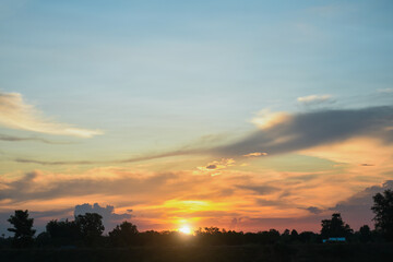 Beautiful cloudy sky at sunset