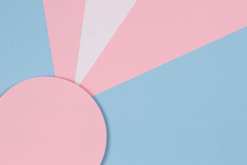 Abstract geometric pastel color paper texture background with light blue, pink and white colors