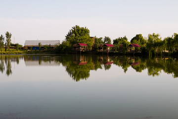 Fototapeta na wymiar reflections on the lake