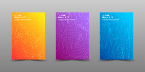 Minimal covers design. Modern background with abstract texture for use element poster, placard, catalog, banner, flyer, etc. Multicolor halftone with waves layer style. Future geometric patterns.