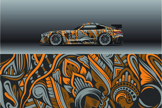 Car wrap decal designs. Abstract racing and sport background for racing livery or daily use car vinyl sticker	
