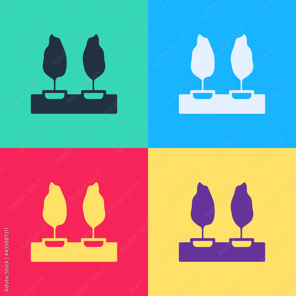 Poster pop art trees icon isolated on color background. forest symbol. vector