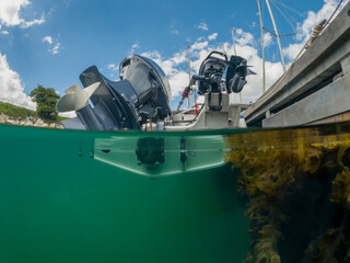 50/50 Over/Underwater Boat Hull with Outboard Engines, Dublin, Ireland