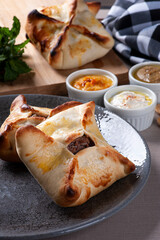 Meat sfiha. Typical Arabic dish that has been adapted for Brazilian cuisine.