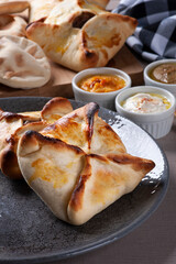 Meat sfiha. Typical Arabic dish that has been adapted for Brazilian cuisine.