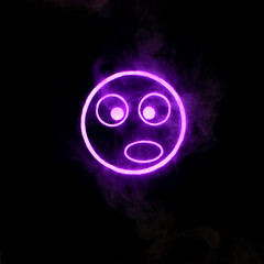 Stylized face expressing emotion glows through the stream of smoke in the dark