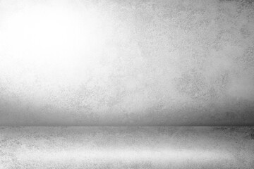 White and gray backgrounds made of cement floor wall backgrounds, empty studio room used for display products ad website template  interior design