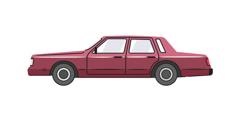 Retro car sedan. Vector illustration in a flat style.