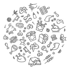 Simple Set of Chicken Meat Related Vector Line Icons