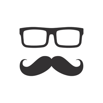 Man mustache and glasses icon. Moustache and glasses, geek or hipster style.