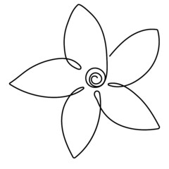 Plumeria flower. One line art