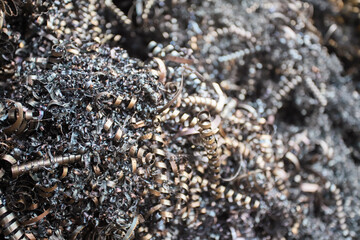 A metal shavings, production waste. Metalworking and materials. 