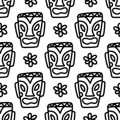 drawing of hand drawn hawaii tiki mask