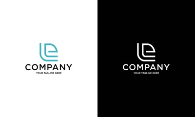 Letter LE monogram style logo, thin line shape design element mockup, business card emblem template