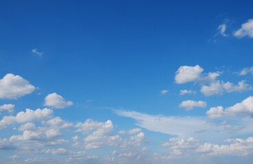 Blue sky and white clouds on natural daylight background