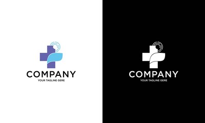 Healthcare Medical Logo. Cross and leaf icon combination. Flat Vector Logo Design Template Element