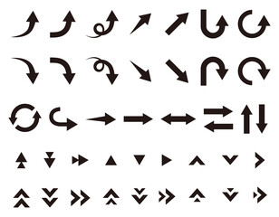 黒ベタのシンプルな矢印のベクターイラストセット