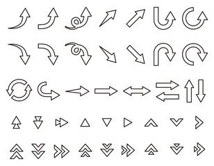 黒フチのシンプルな矢印のベクターイラストセット