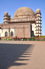 Naklejka premium The view of Gol Gumbaz which is the mausoleum of king Mohammed Adil Shah, Sultan of Bijapur. The tomb, located in Bijapur (Vijayapura), Karnataka in India.