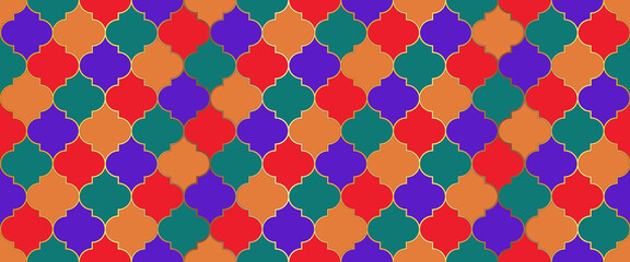 Ramadan Kareem Muslim Decoration. Eid Mubarak Islamic Illustration. Seamless