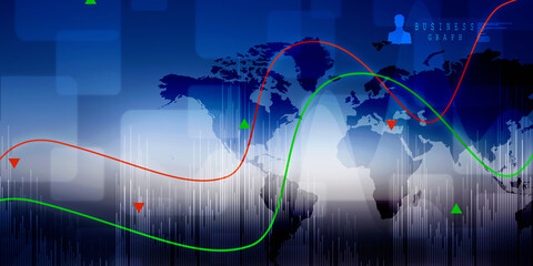 2d rendering Stock market online business concept. business Graph 
