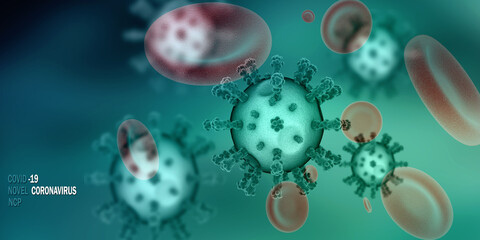 3d rendering Virus bacteria cells background