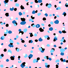 Abstract modern leopard seamless pattern. Animals trendy background. Pink and black decorative vector stock illustration for print, card, postcard, fabric, textile. Modern ornament of stylized skin