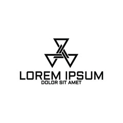 Abstract triangle crossed logo symbol. business company. linier triangle