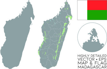 Madagascar Highly Detailed Map in Vector