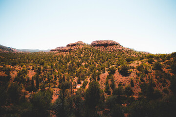 autumn landscape with mountains and sky