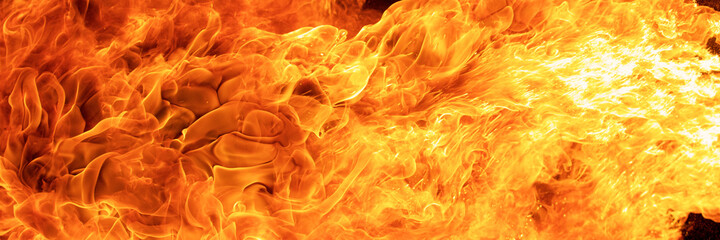 blaze fire flame conflagration texture for banner background, 3 x 1 ratio