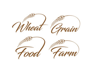 Wheat, Grain, Farm and Food Wordmark Sign