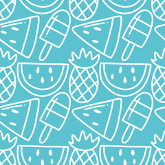 scribble pattern of hand drawn fruit holiday