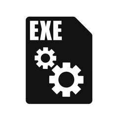 EXE Black File Vector Icon, Flat Design Style