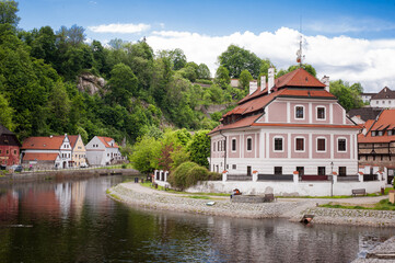 Fototapeta na wymiar 13th century castle in the cozy little town of Cesky Krumlov in the Renaissance Baroque style