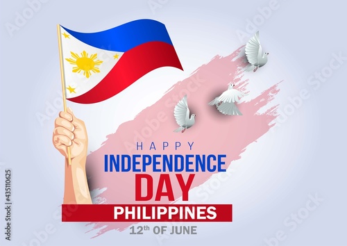 Happy Independence Day Philippines 12th June Vector Illustration Greeting Card Wall Mural Arun