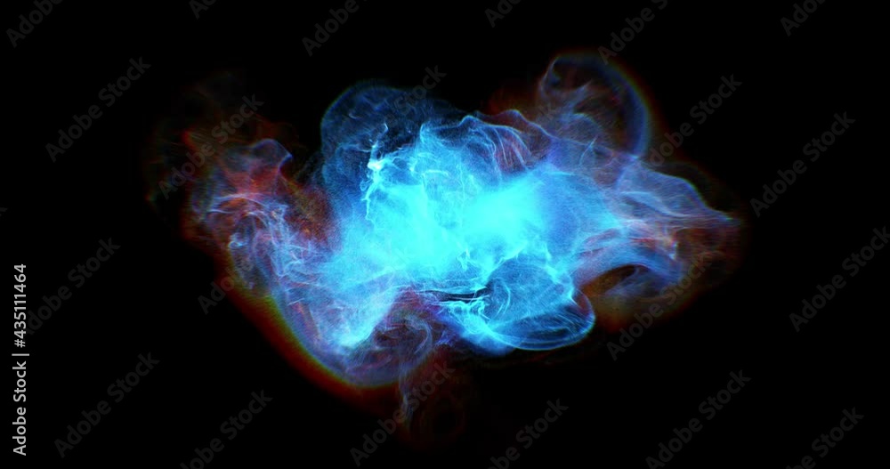 Aufkleber iridescent multicolored particle flow, colored vivid smoke and gas glowing from sphere explosion. ab