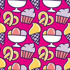 doodle set of dessert food hand drawing