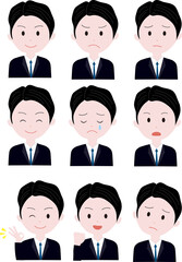 スーツの男性の表情別イラスト