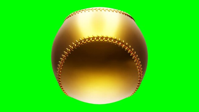Gold baseball ball isolated on green chroma key background.
Loop able 3d animation for background.
