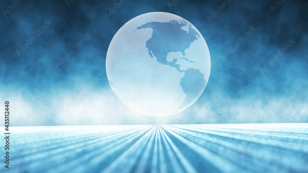 Poster digital ai cyberspace with rotating earth planet background