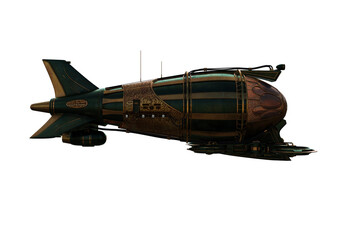 Foreign technologies from the first world Atlantis. An airplane isolated on the white background up 3D rendering, 3D illustration.