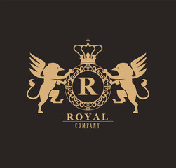 R luxury emblem golden