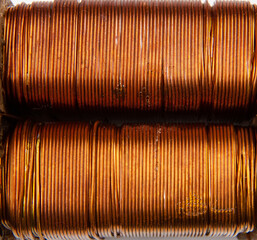 The transformer windings are made of lacquered copper wire. Copper electrical product. A device for...